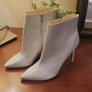 Nine West silver sparkle spike boots 8.5
